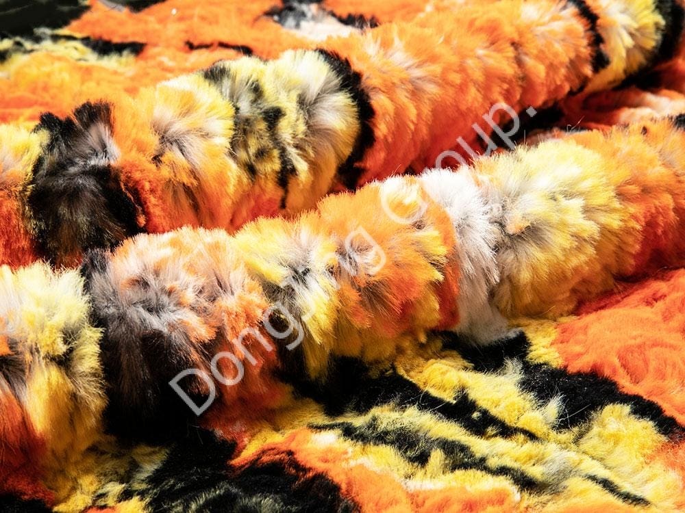 7KT0362-Păr de iepure imprimat alb aproape faux fur fabric