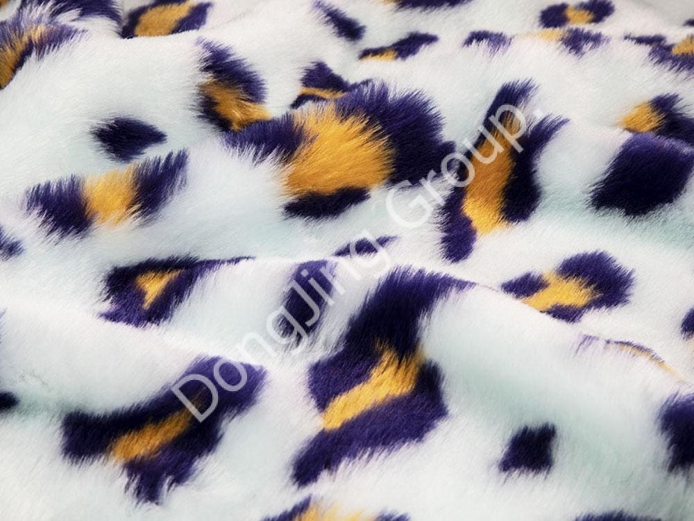 9HW0390-Imprimeu leopard, cerc de leopard, jacquard în trei culori (galben Landi) faux fur fabric