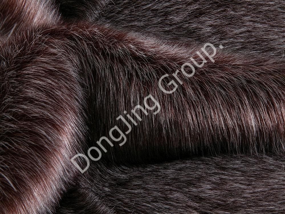 9KW0176-Agrafă roșie de cafea blană de vulpe păroasă decolorată faux fur fabric