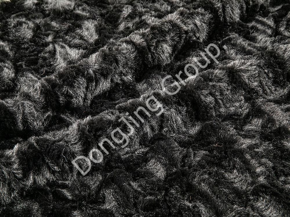 9T2446-Păr de iepure periat negru faux fur fabric